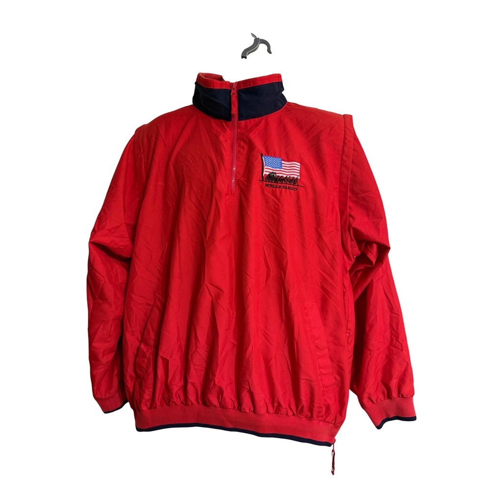 Wells Fargo Red‎ Quarter Zip Windbreaker Jacket Minneapolis Auto Auction Mens XL